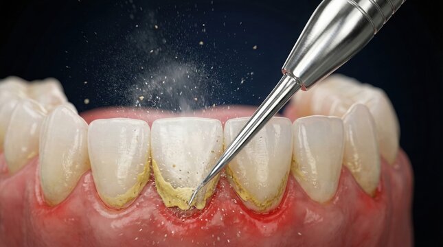 Prudentoe dentist performing professional teeth scaling and ultrasonic cleaning at a patient's home in Hyderabad